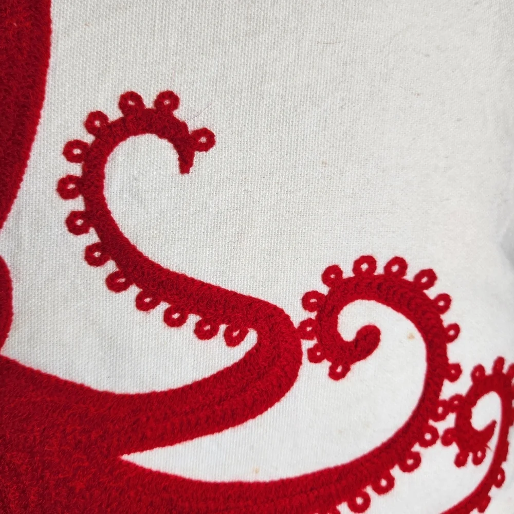 RED OCTOPUS EMBROIDERED AXCENT PILLOW by LAVA